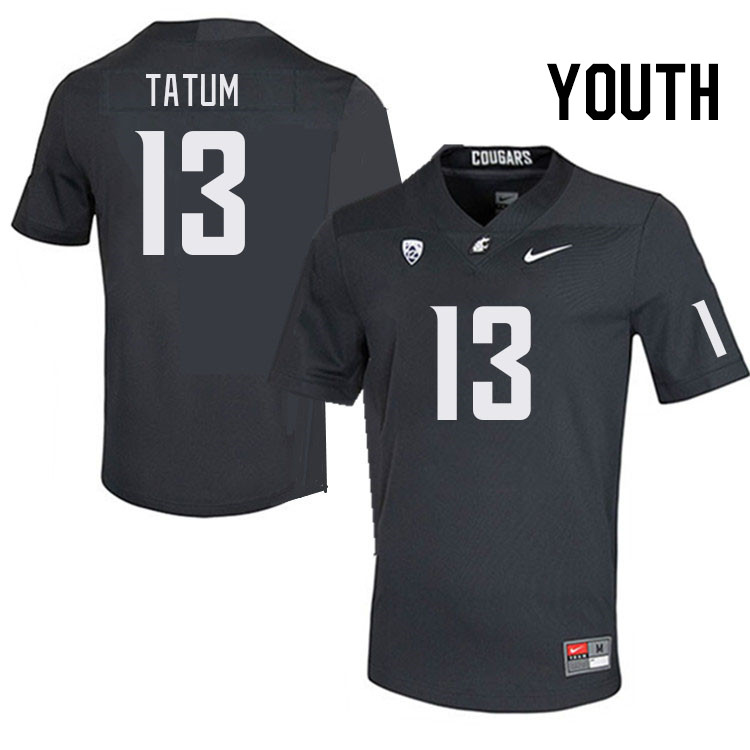 Youth #13 Dominic Tatum Washington State Cougars College Football Jerseys Stitched Sale-Charcoal